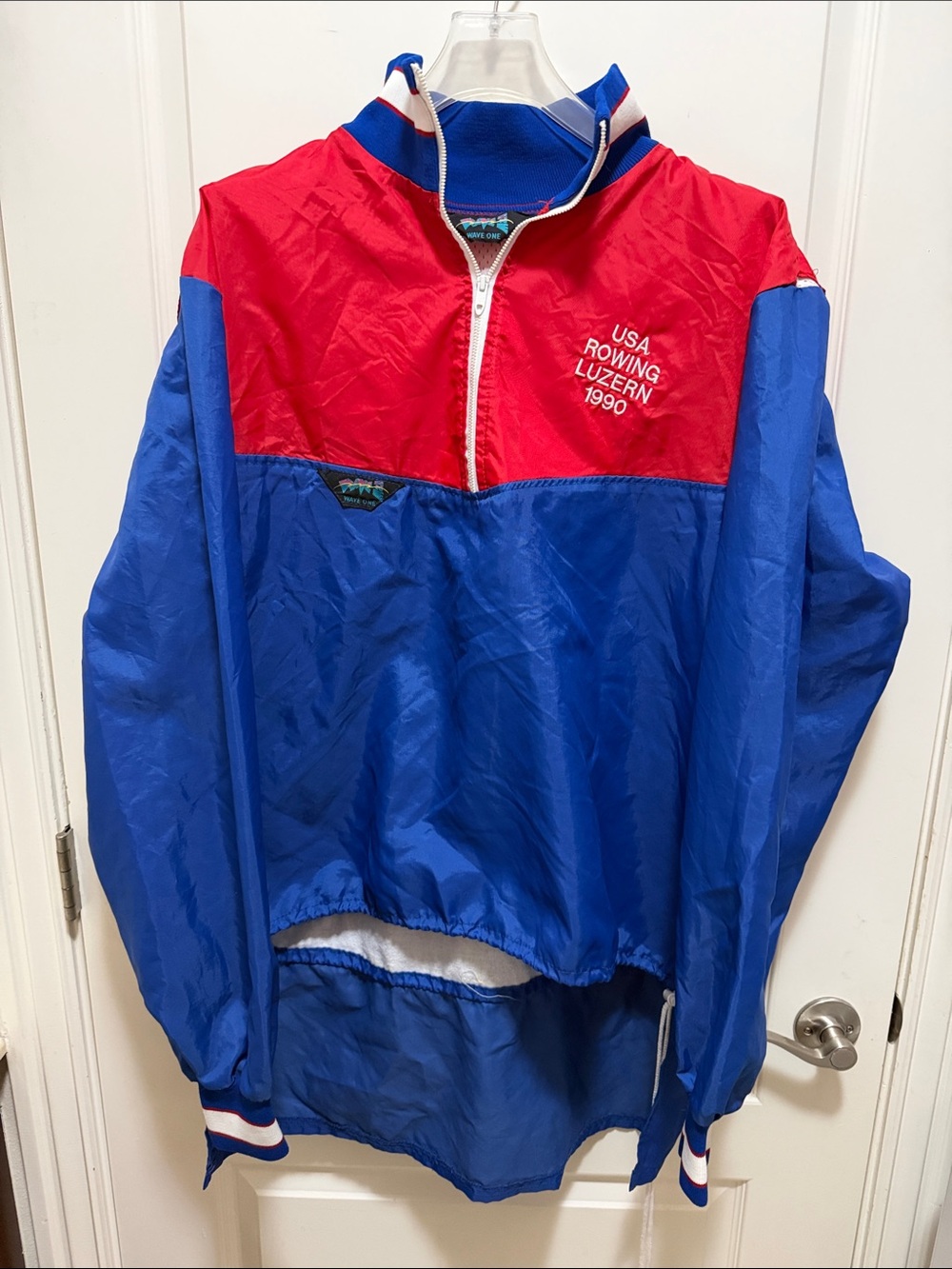 Vintage USA Rowing Luzern 1990 Men's Blue & Red Performance Windbreaker